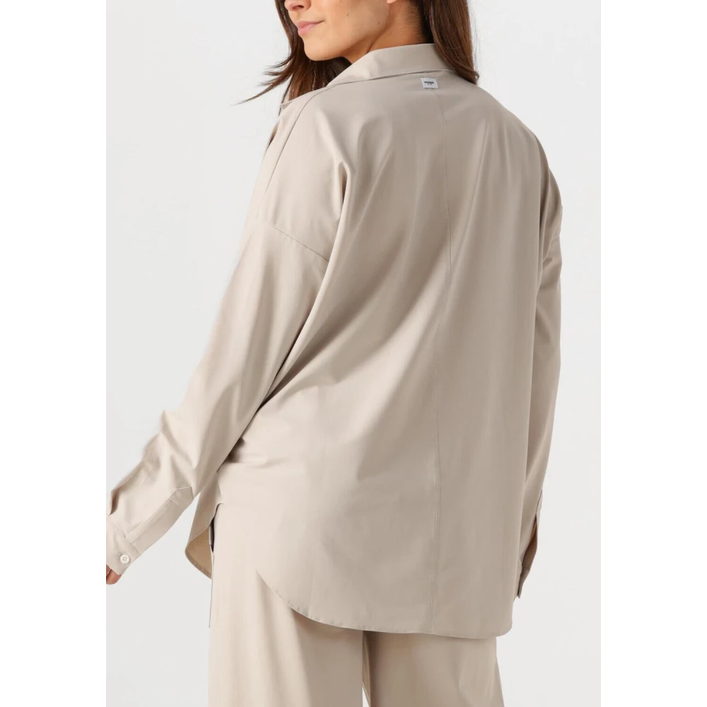 Penn&Ink N.Y Beige Linnen Blend Blouse Gray Dames