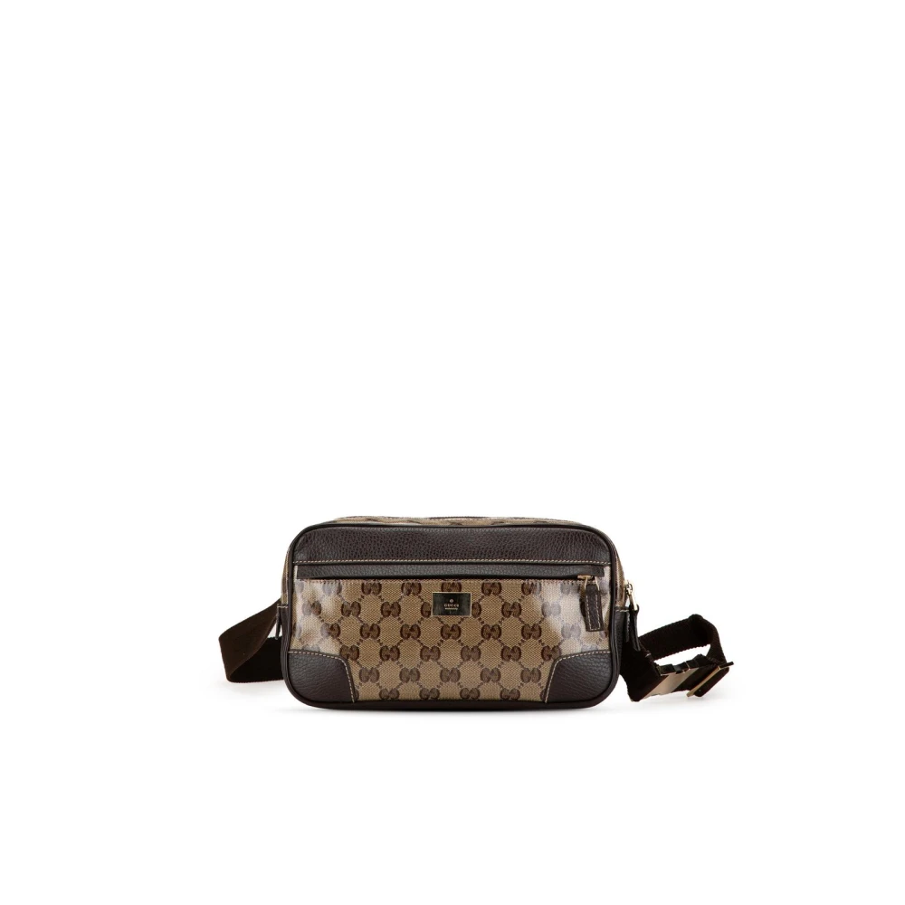 Gucci Vintage Women's Brown Vintage Cross Body Bags, One Size, Pre-Owned Vintage Monogram Canvas Crossbody Bag