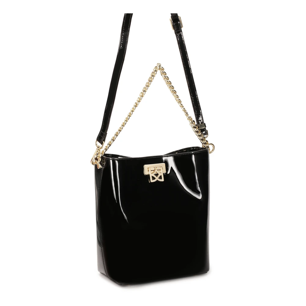 Kazar Gelakte handtas met ketting en scharnierende sluiting Black Dames
