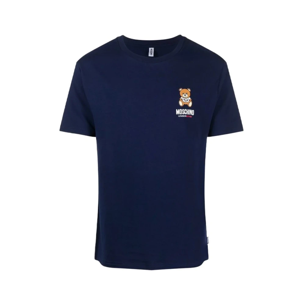 Moschino Blå Teddy T-shirt, Stilren och Bekväm Blue, Dam