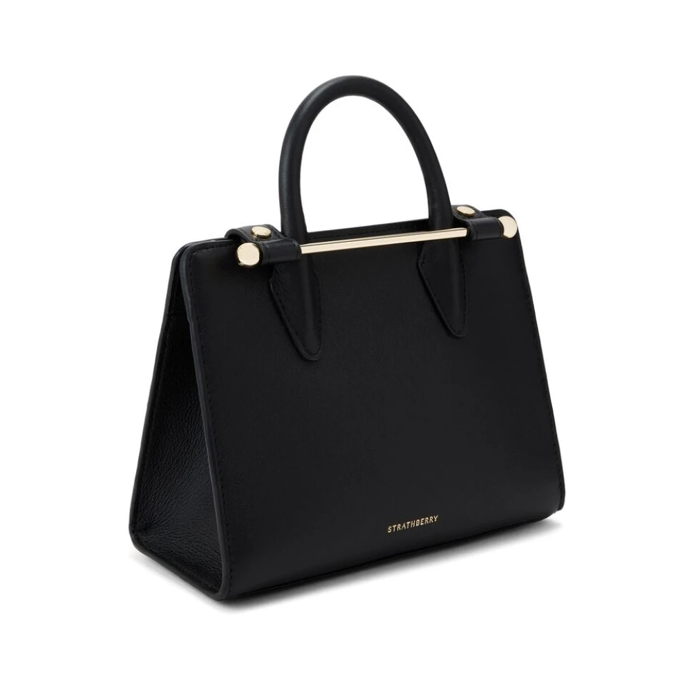Strathberry Zwarte Leren Handtas met Goudkleurige Hardware Black Dames