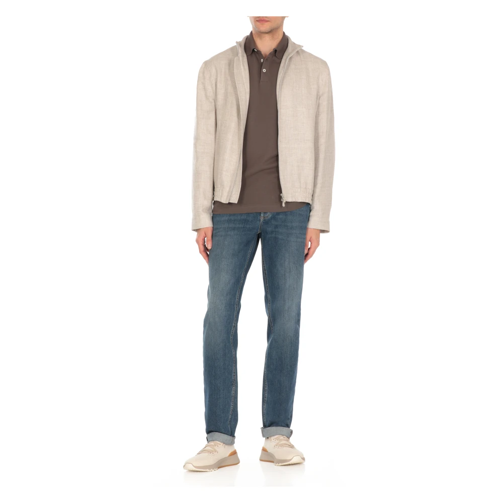 BRUNELLO CUCINELLI Bruine Katoenen Poloshirt met Logo Brown Heren