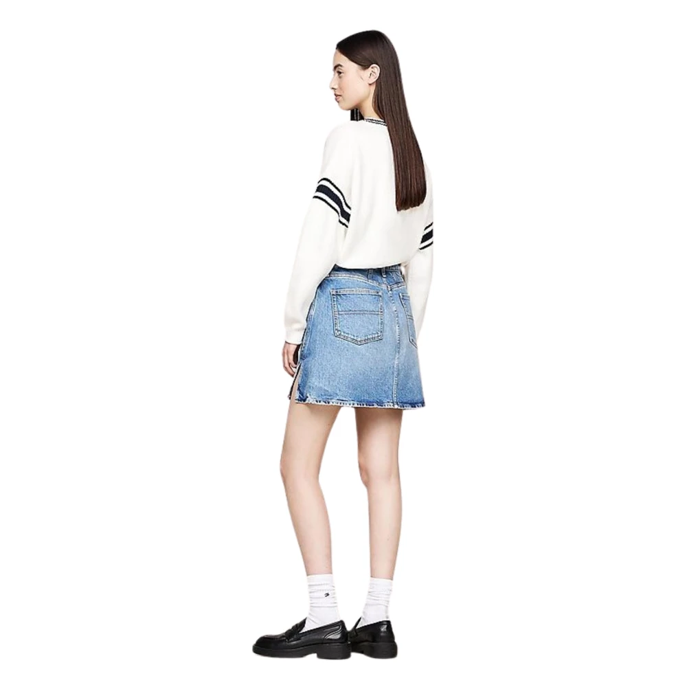 Tommy Hilfiger Hoge Taille Denim Mini Rok Blue Dames