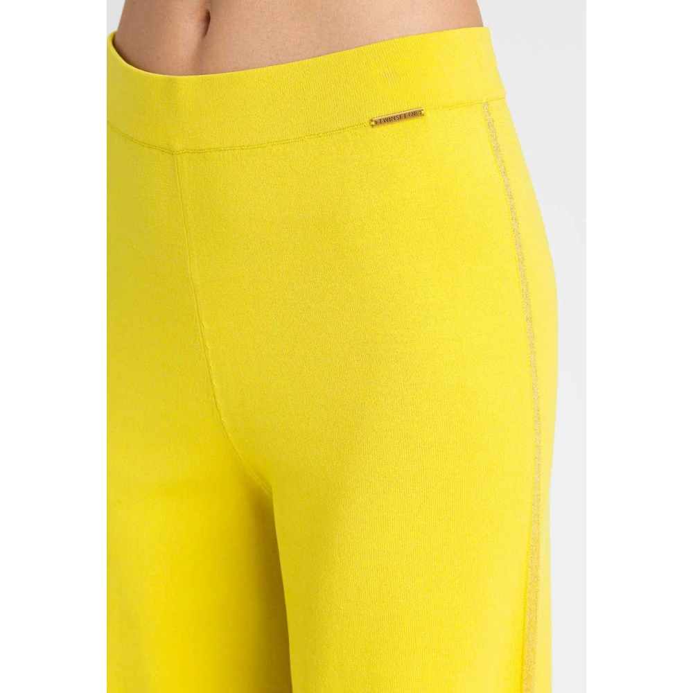 Twinset Gele viscose broek Yellow Dames