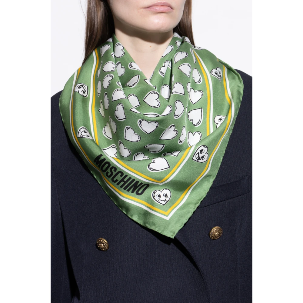 Moschino Zijden sjaal Green Unisex