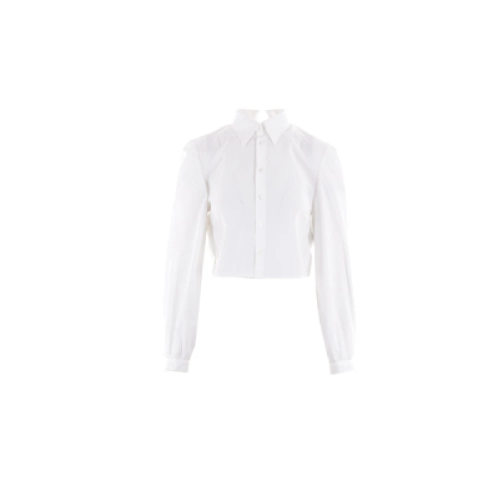 MM6 Maison Margiela Witte Geknipte Deconstructed Shirt met Jersey Inzet White Dames