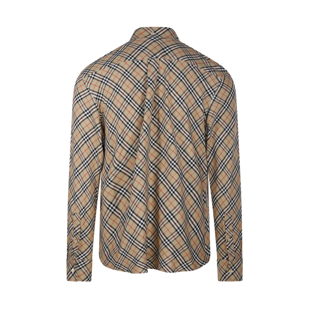 Burberry Geruite Overhemd Beige Heren