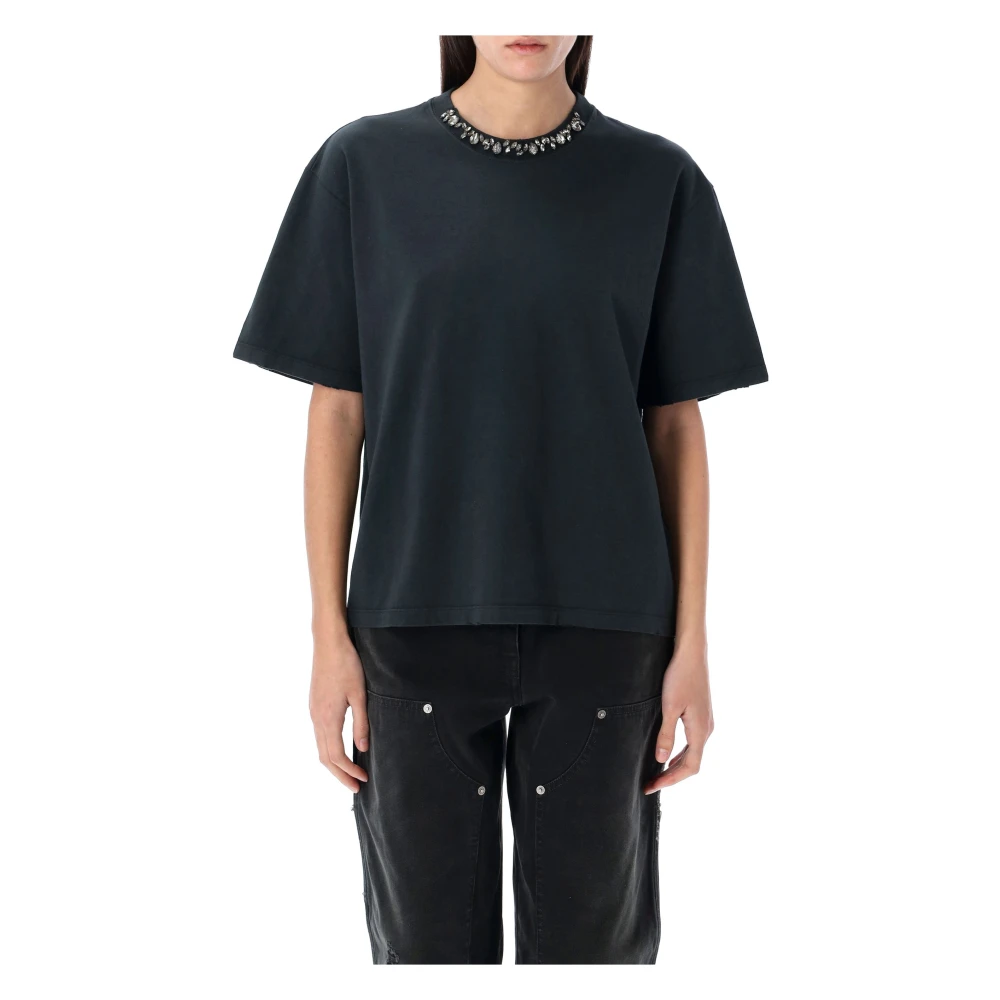 Golden Goose Kristall Ribbad T-shirt Tvättad Svart Black, Dam