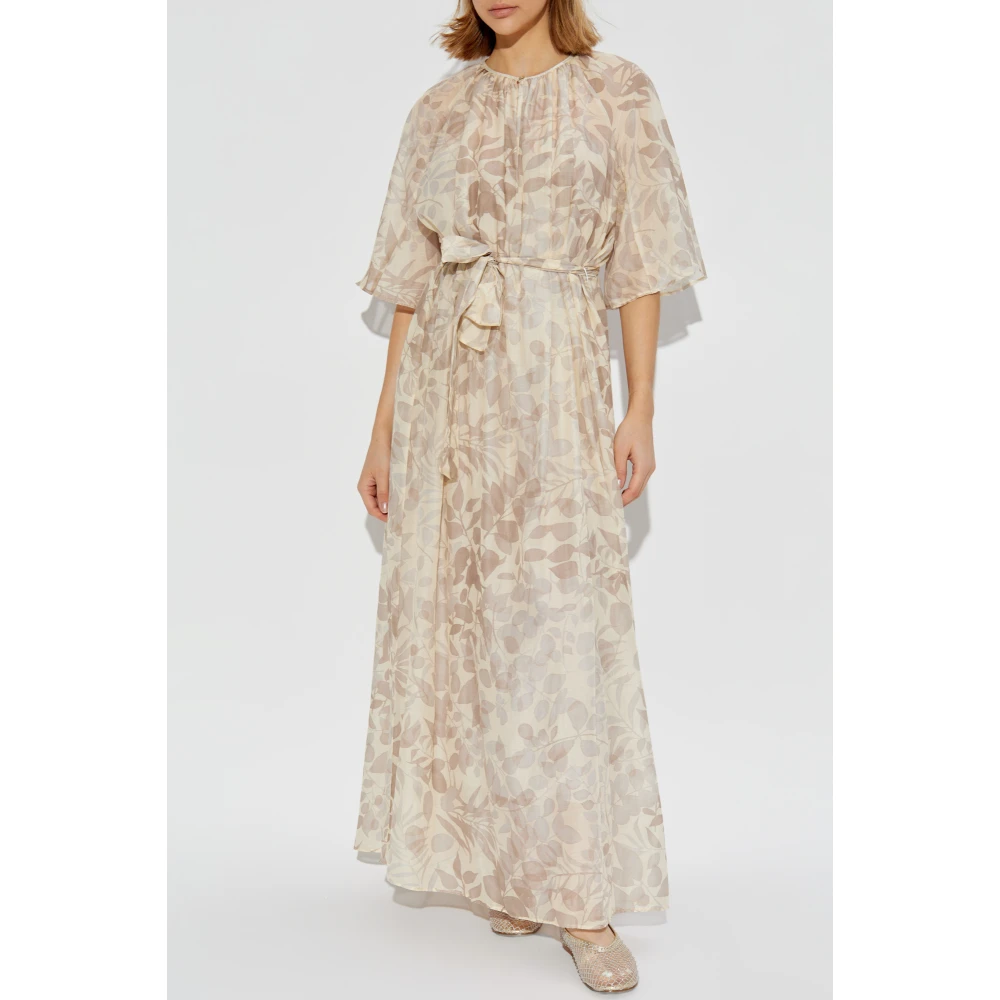 Forte Jurk met een taille riem Beige Dames