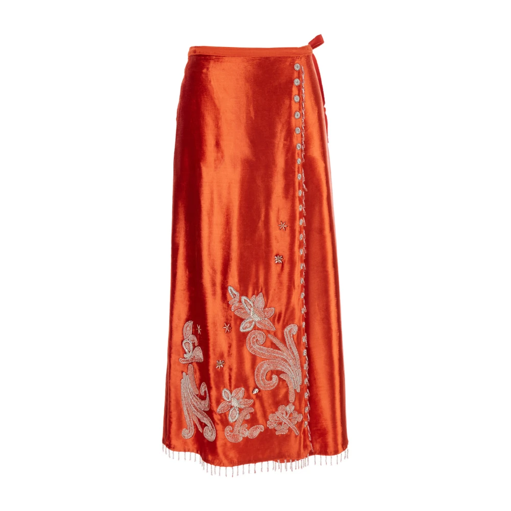 Forte Rode Velvet Sarong Rok Red Dames