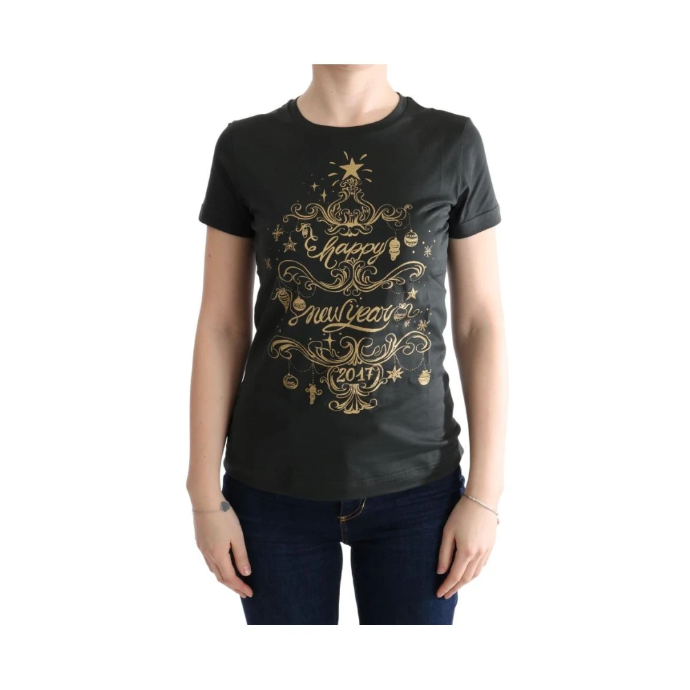 Dolce & Gabbana Groene Print T-Shirt 2017 Ontwerp Black Dames