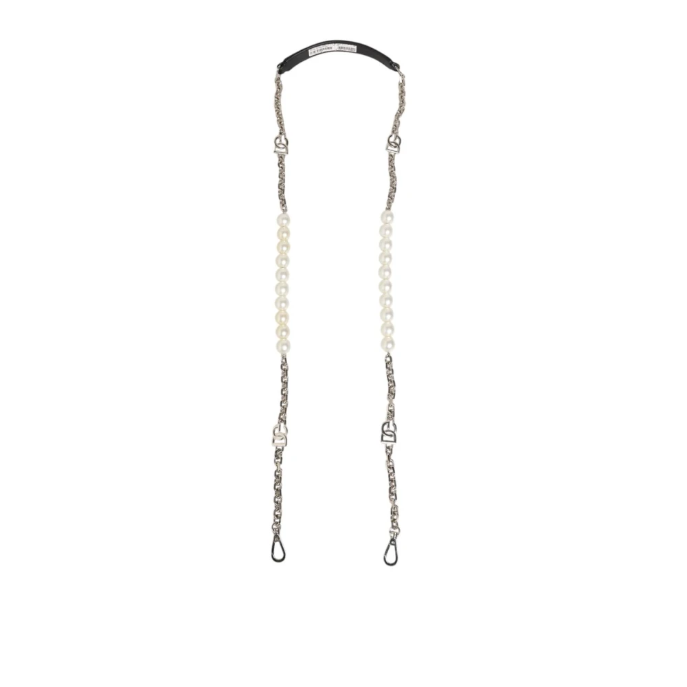 Dolce & Gabbana Women's Leather Pearl Chain Bag Accessory Shoulder Strap