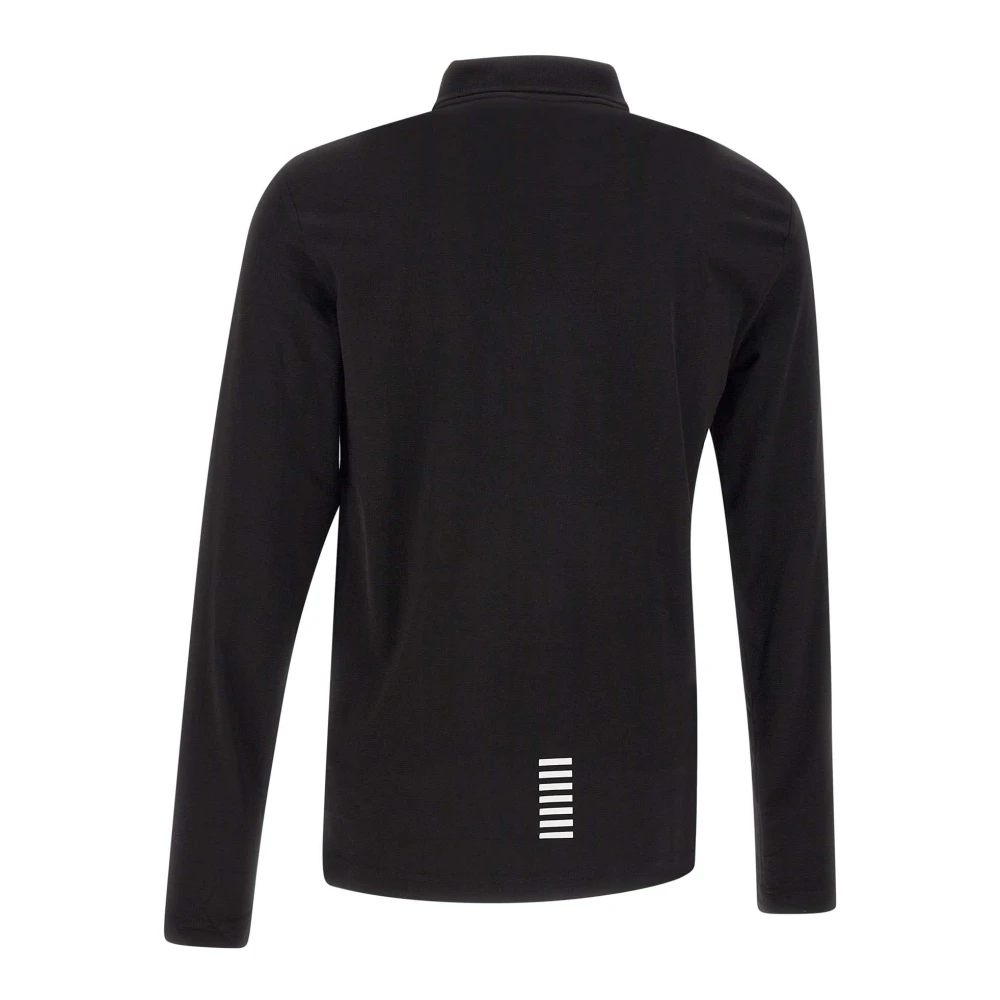 Emporio Armani EA7 Zwarte Polo Shirt met Logo Print Black Heren