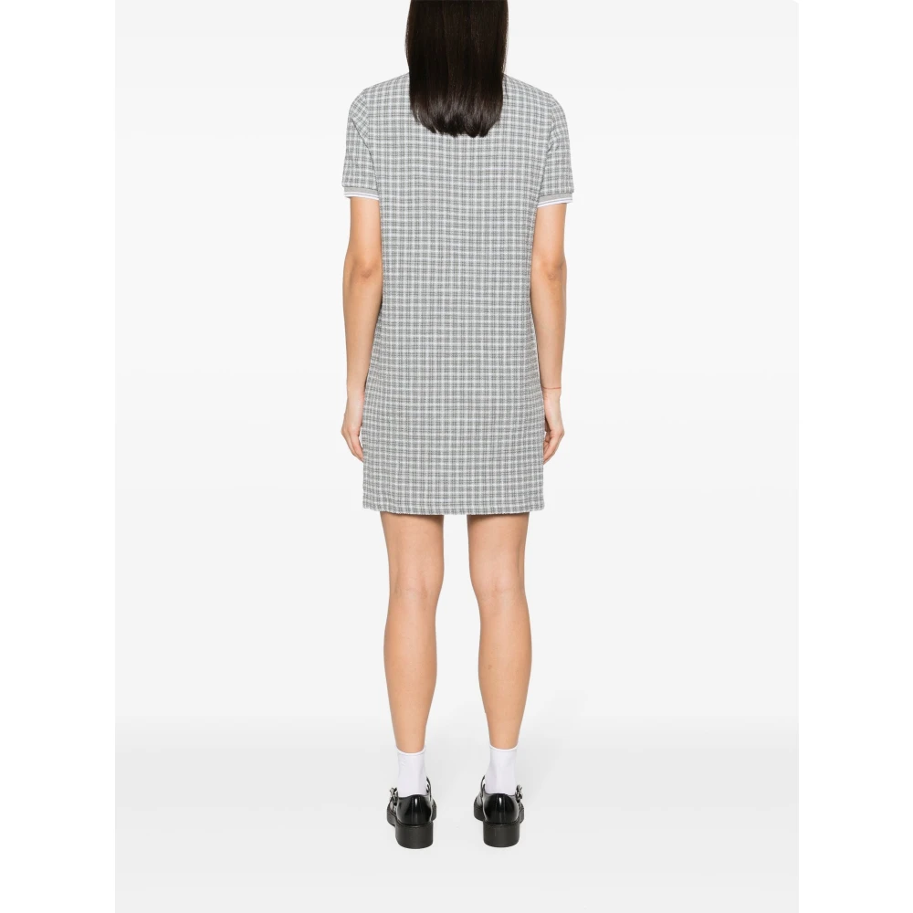 Thom Browne Katoenen Tweed Crew Neck Jurk Gray Dames