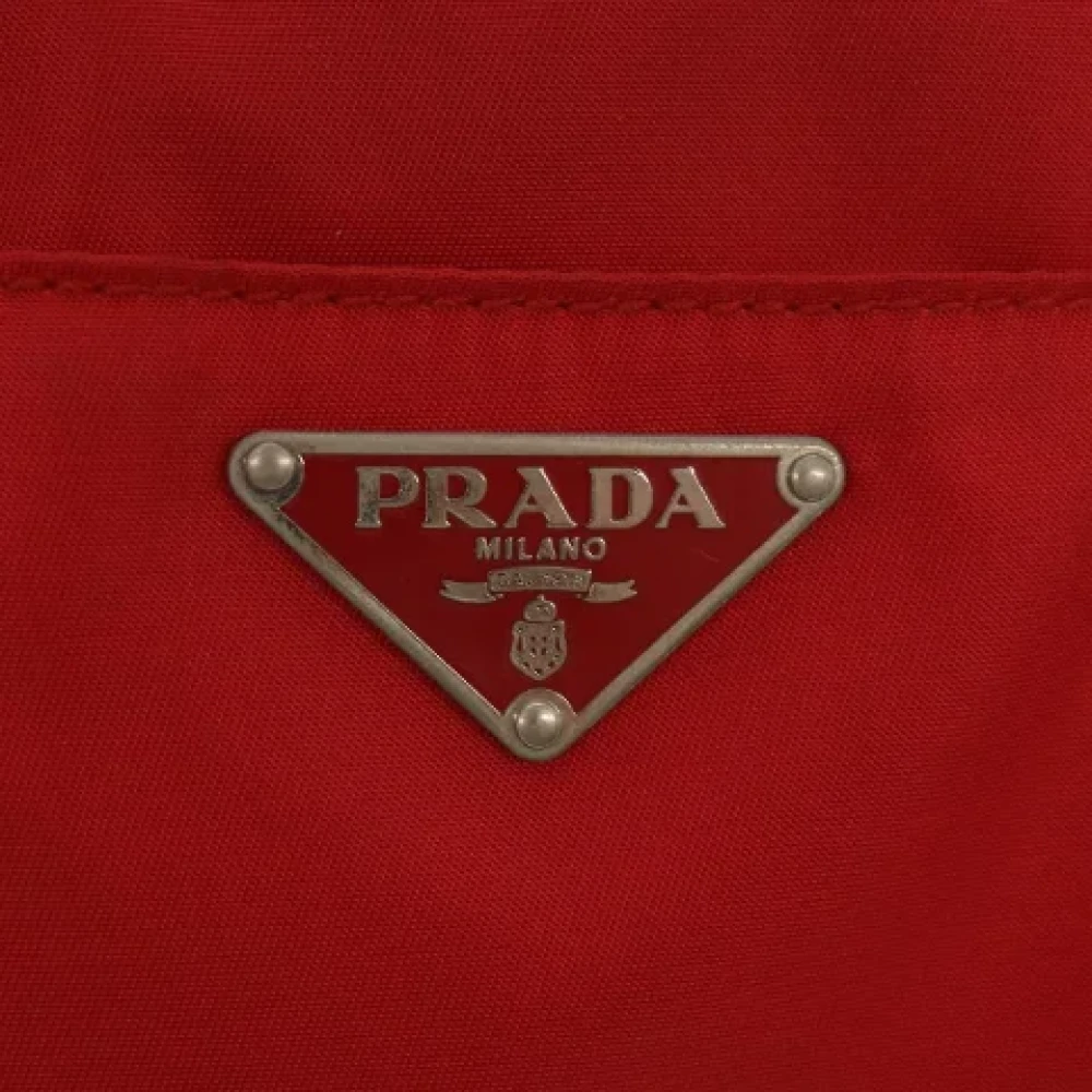 Prada Vintage Pre-owned Cotton handbags Red Dames