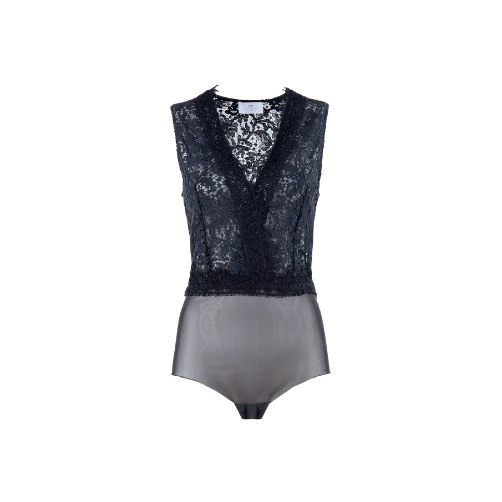 Nenette Zwarte Kantentop Black Dames