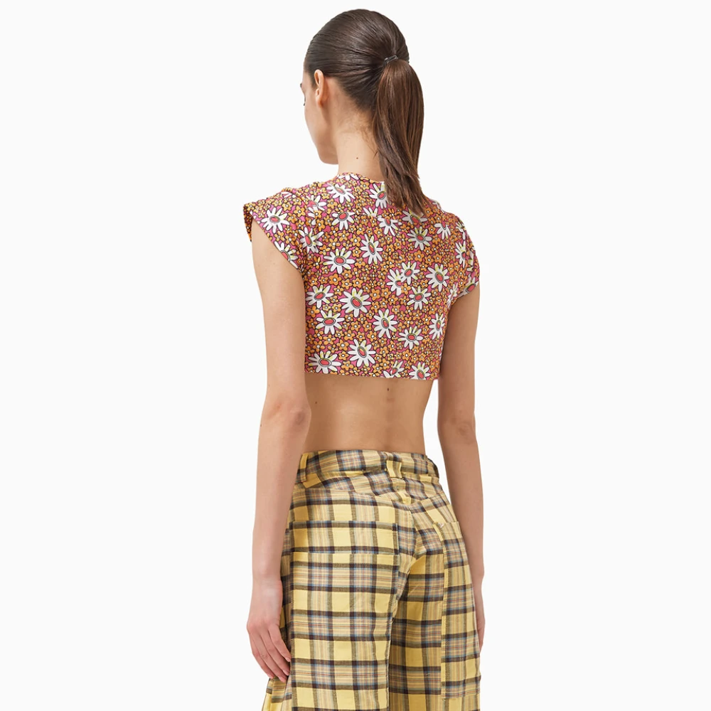 Collina Strada Bloemenprint Crew Neck T-Shirt Pink Dames