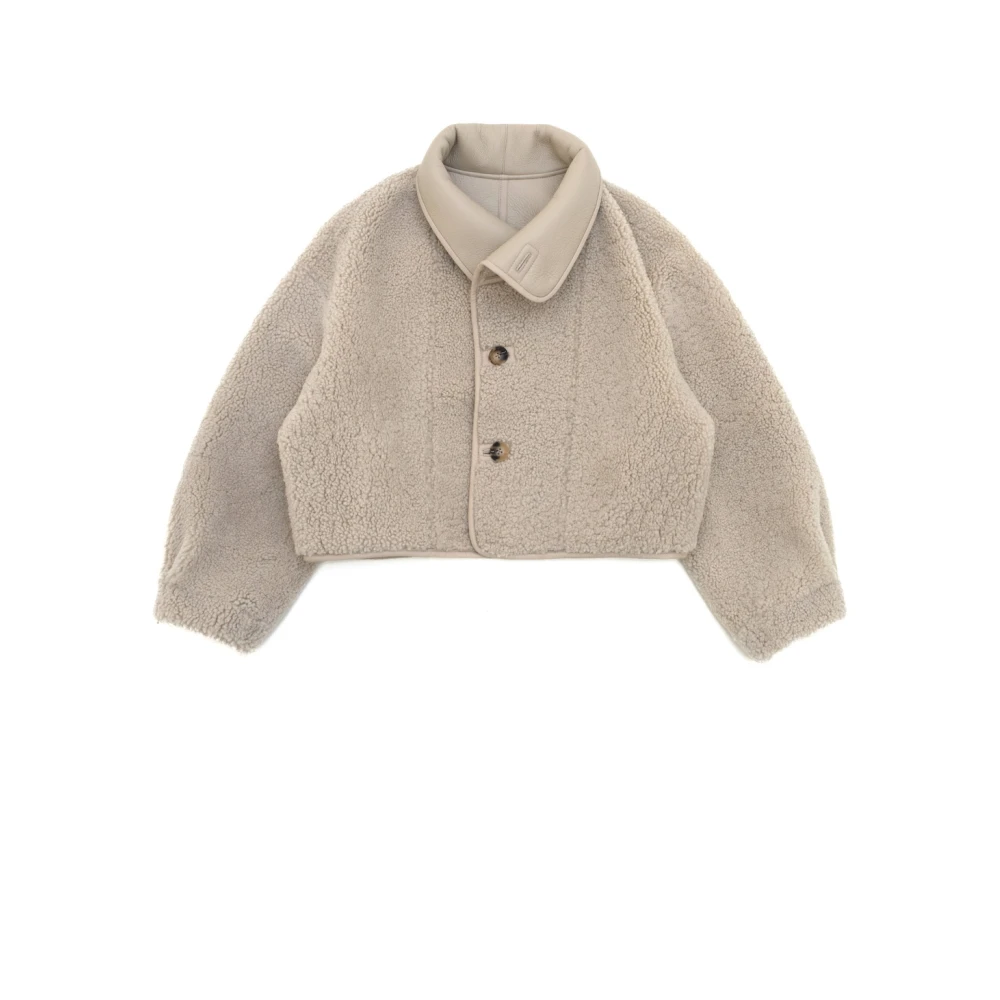 Just Things we Like Aimi Omkeerbare Shearling Jas Beige Dames