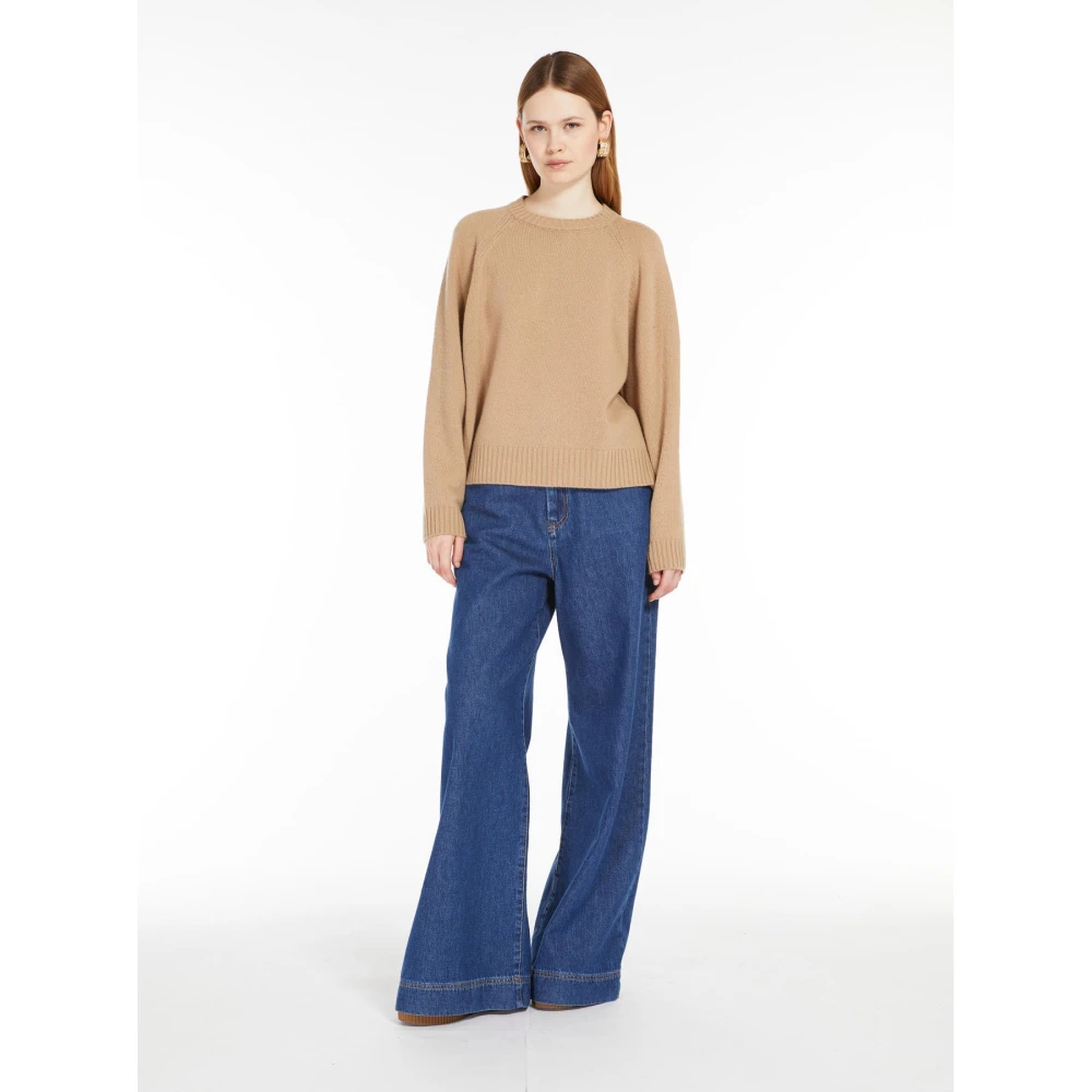 Max Mara Weekend Zachte pasvorm ronde hals trui van zuivere wol Brown Dames