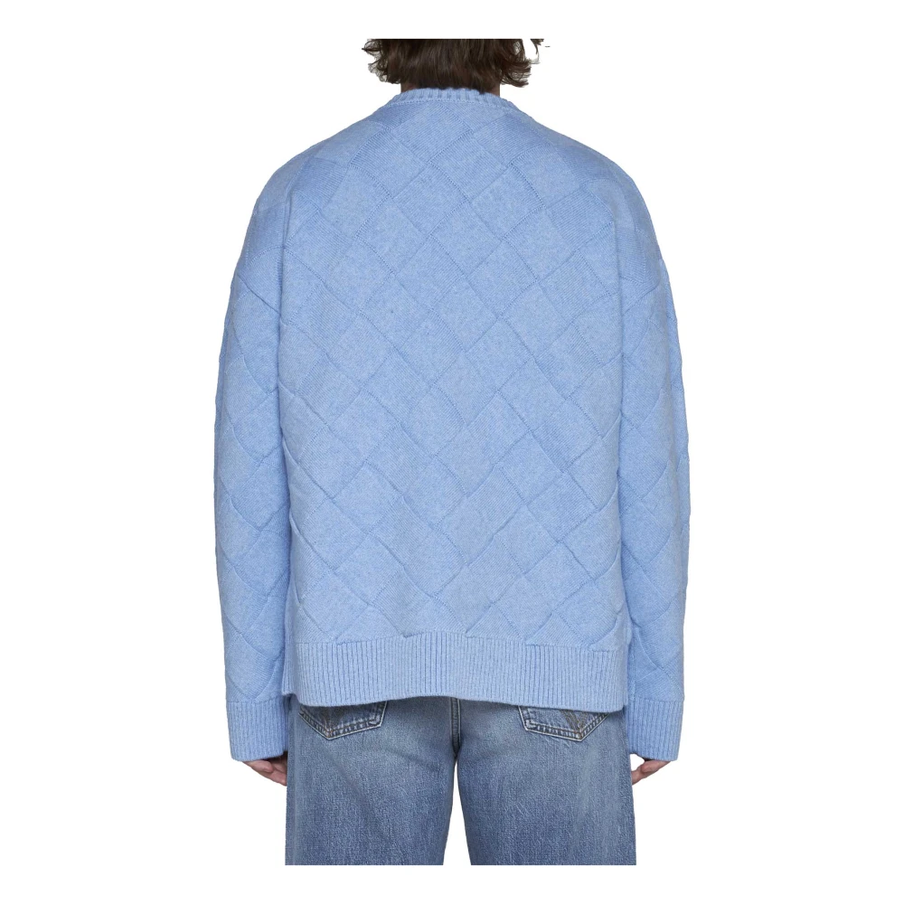 Bottega Veneta Blauwe Sweaters met Wit Blauw Detail Blue Heren
