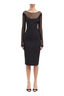 Abito in crepe e tulle