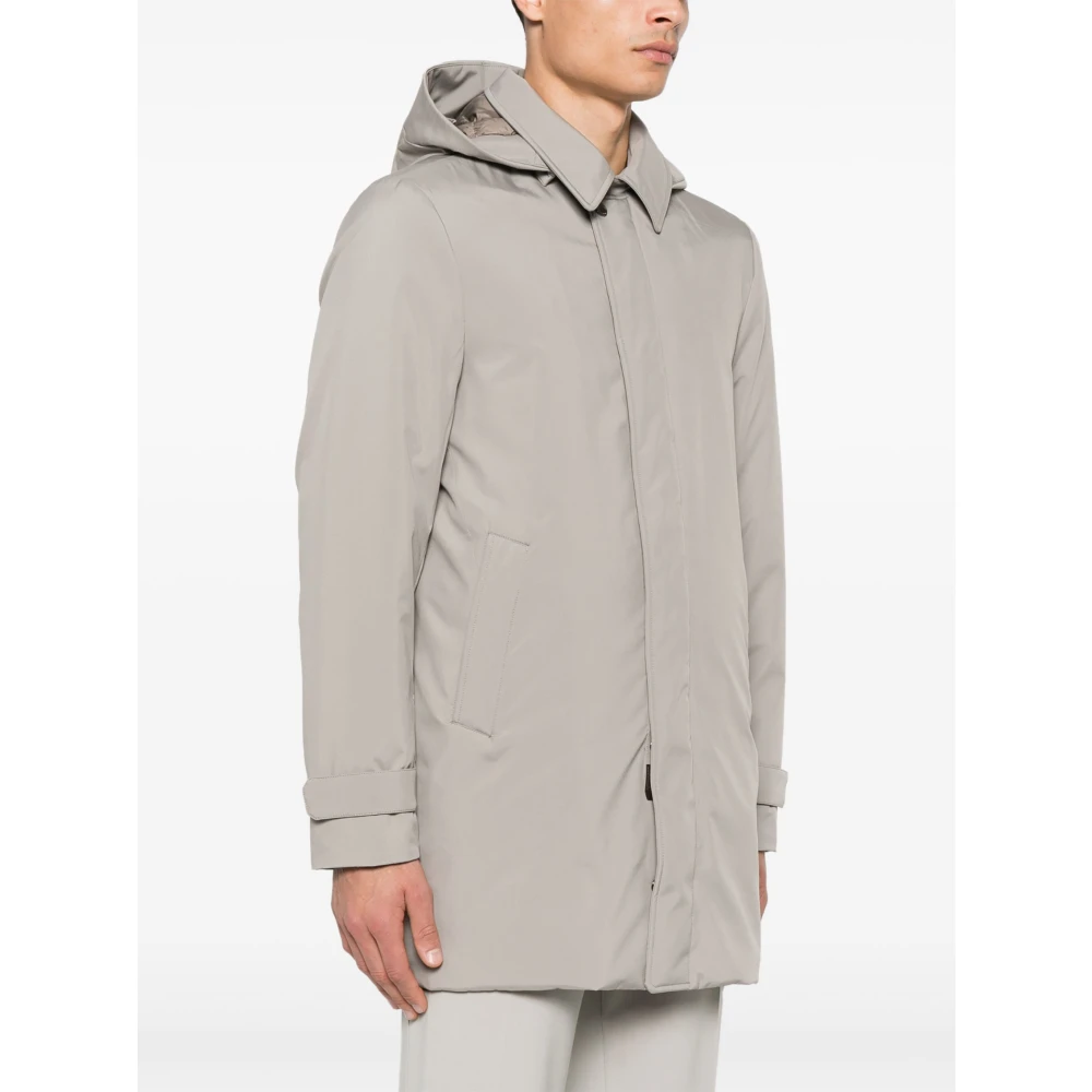 Moorer Gewatteerde jas met afneembare capuchon Beige Heren
