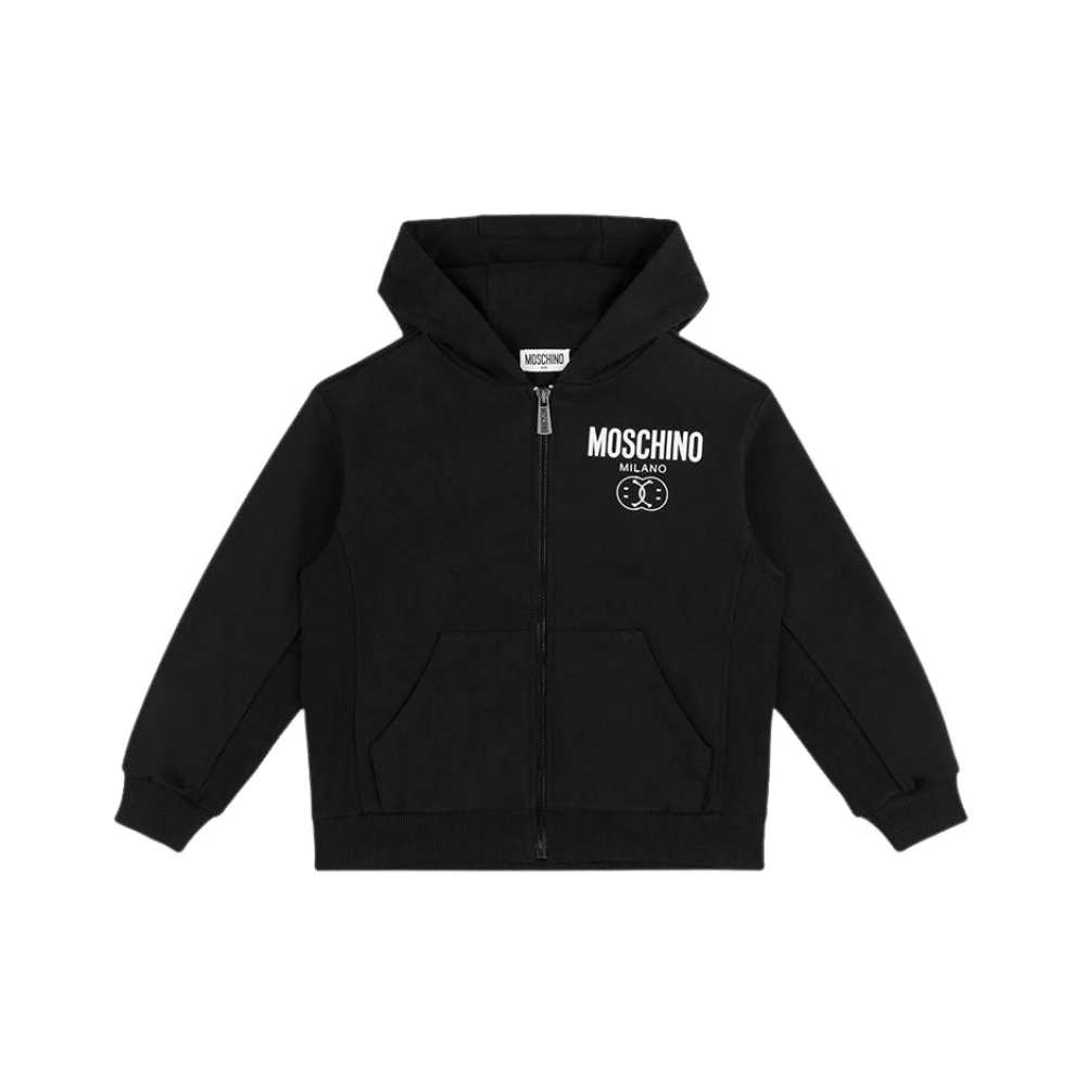 Moschino Bomull Full Zip Hoodie Black, Unisex