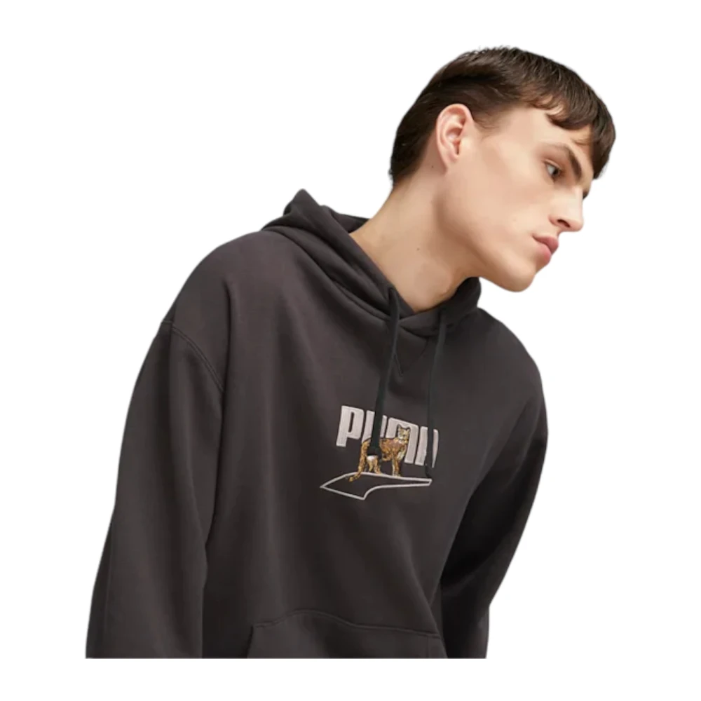 Puma Grafische hoodie Downtown stijl Black Heren