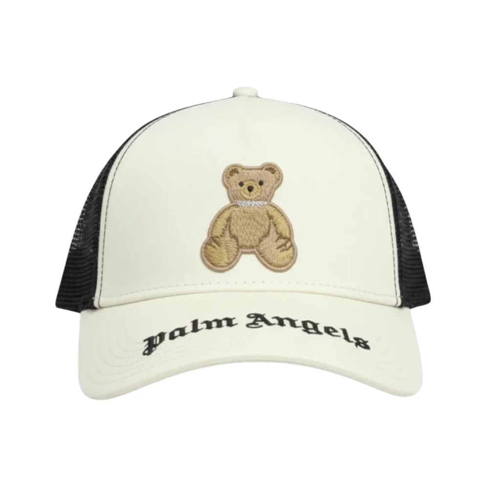 Palm Angels Men's Beige Trucker Bear Cap - Hats & Caps - One Size - Accessories