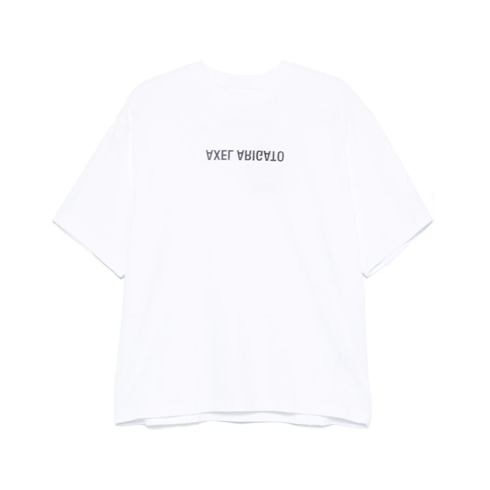 Axel Arigato Wit Logo Print Crew Neck T-shirt White Heren