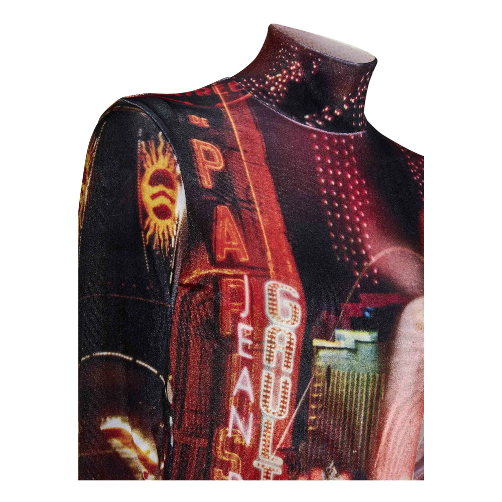 Jean Paul Gaultier Rood Velvet Bodysuit met Pigalle Print Multicolor Dames