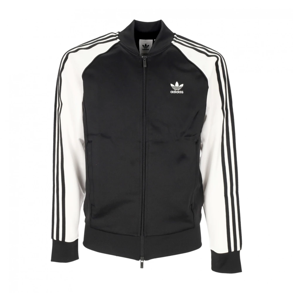 Adidas Zwart Wit Streetwear Tracktop Jas Black Heren