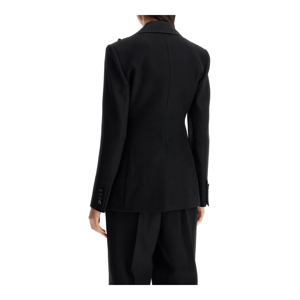 Max Mara Wollen Smoking Blazer met Juweelkwastjes Black Dames