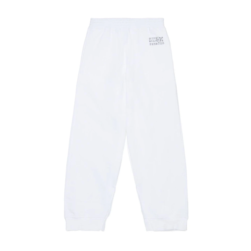 Mm6 Maison Margiela Men's White Pantaloni In Felpa Con Stampa