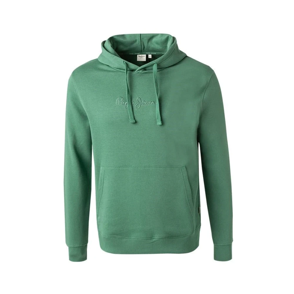 Pepe Jeans Katoenen hoodie met geborduurd logo Green Heren