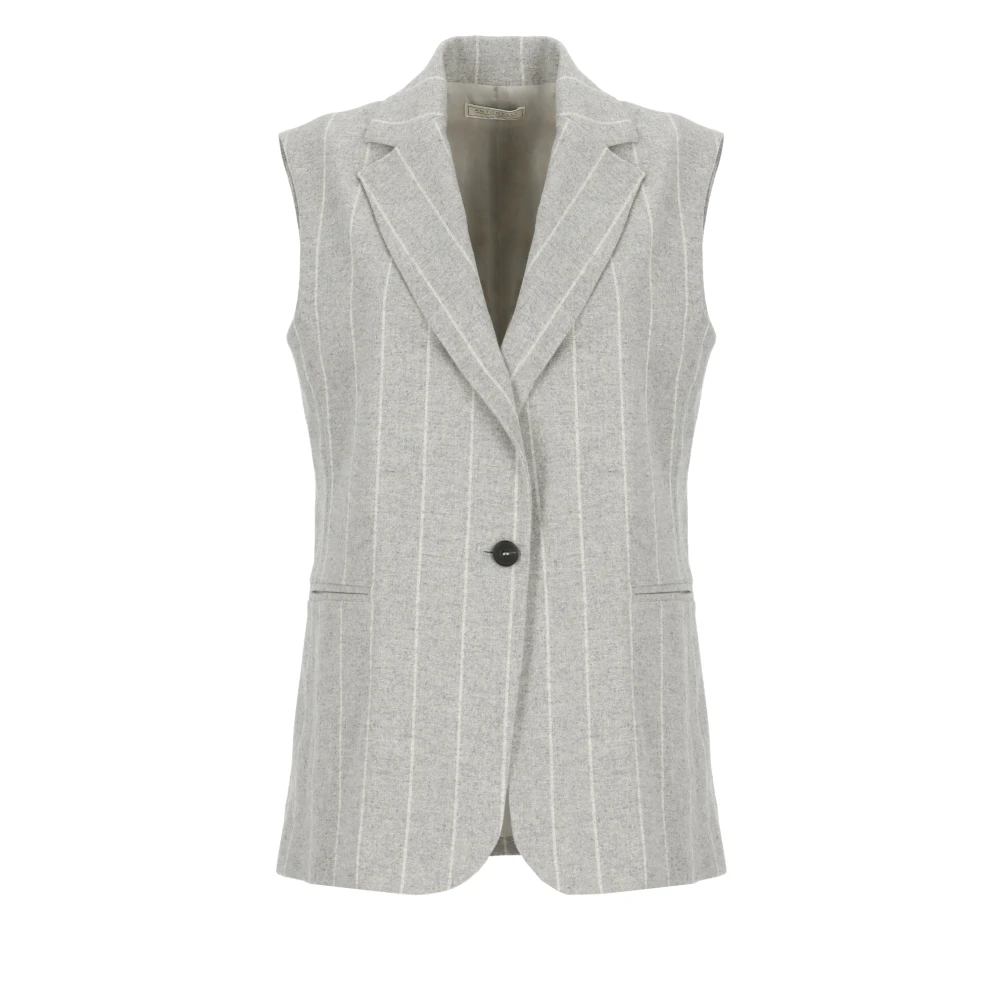 Antonelli Firenze Grijze wollen vest met krijtstreep patroon Gray Dames