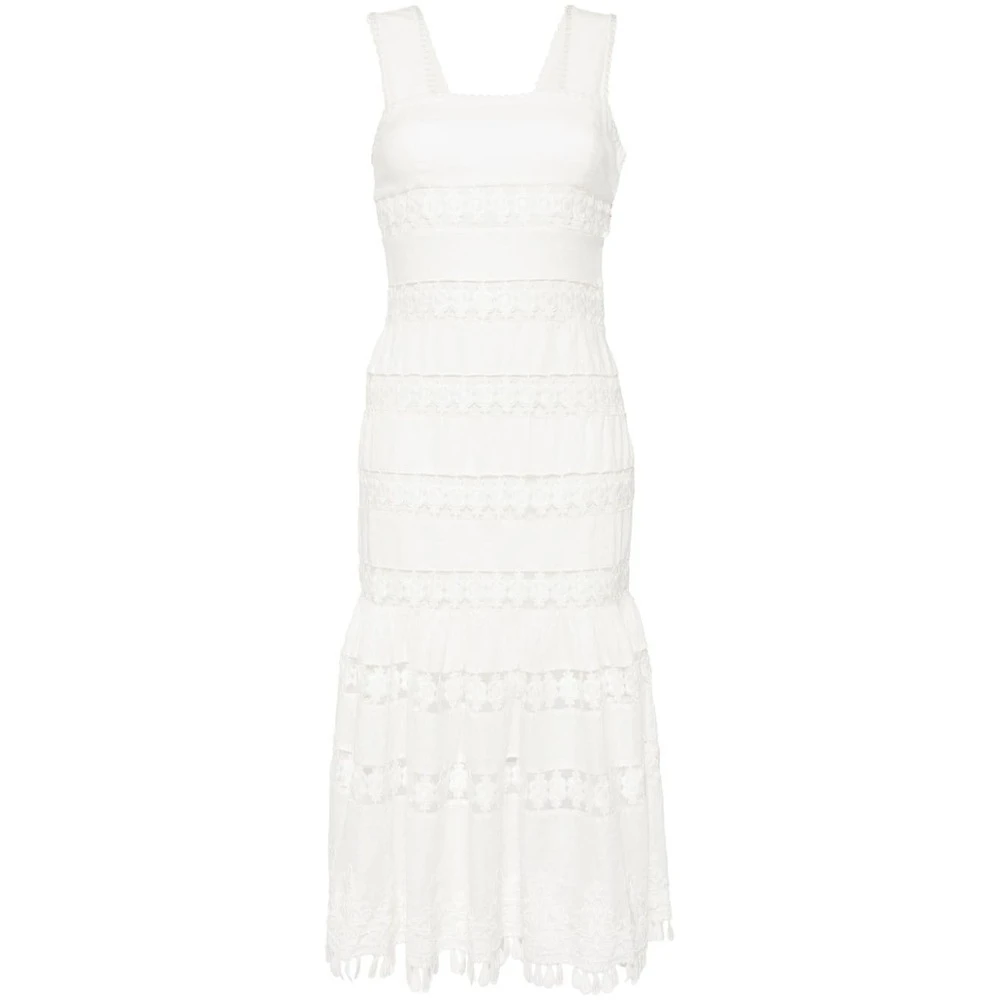 Zimmermann Witte Mouwloze Uitlopende Jurk White Dames