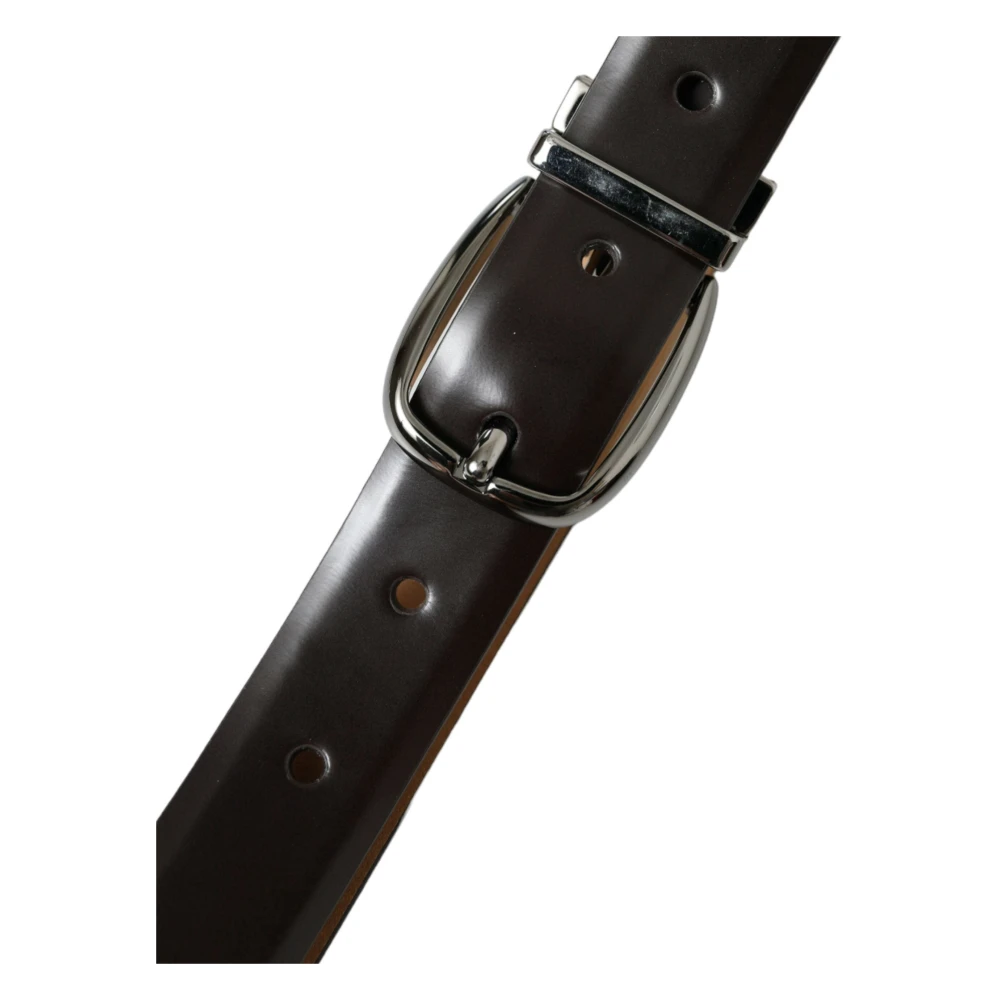 Dolce & Gabbana Elegante donkerbruine leren riem Brown Heren