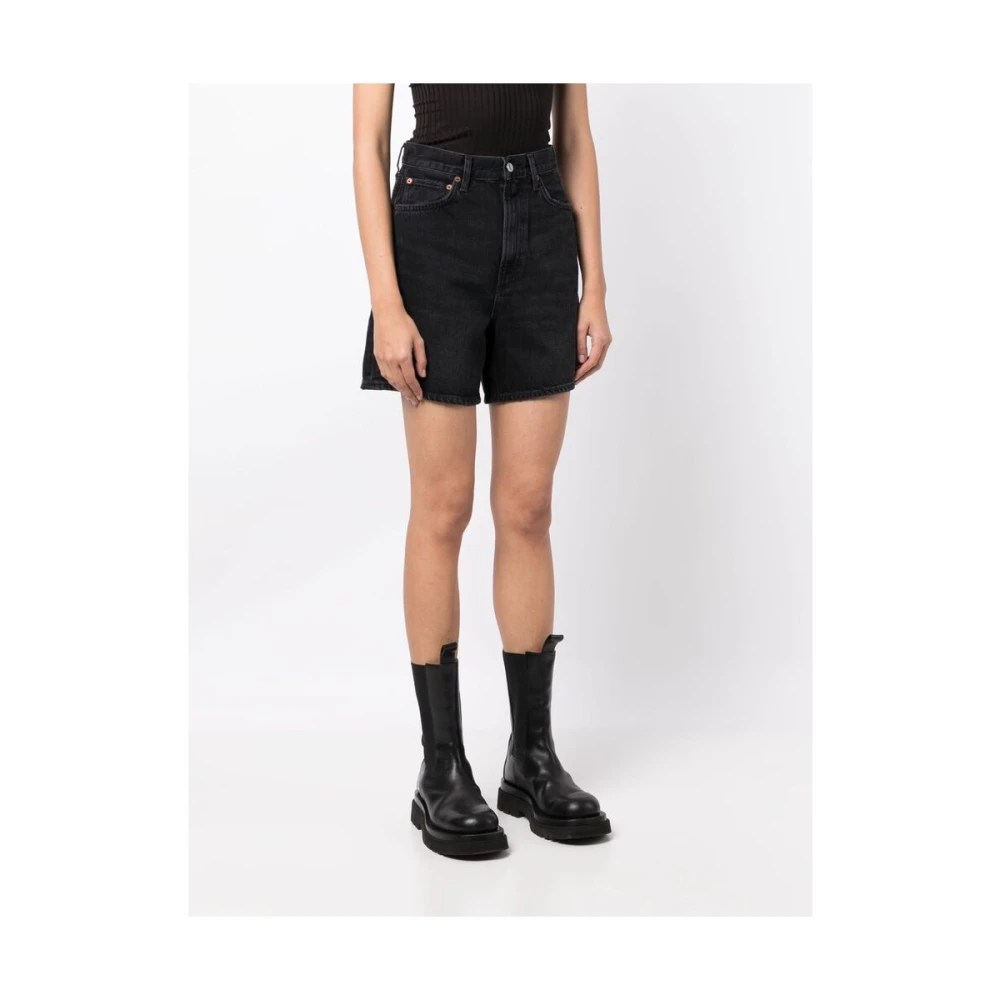 Agolde Zwarte biologisch katoenen shorts Black Dames