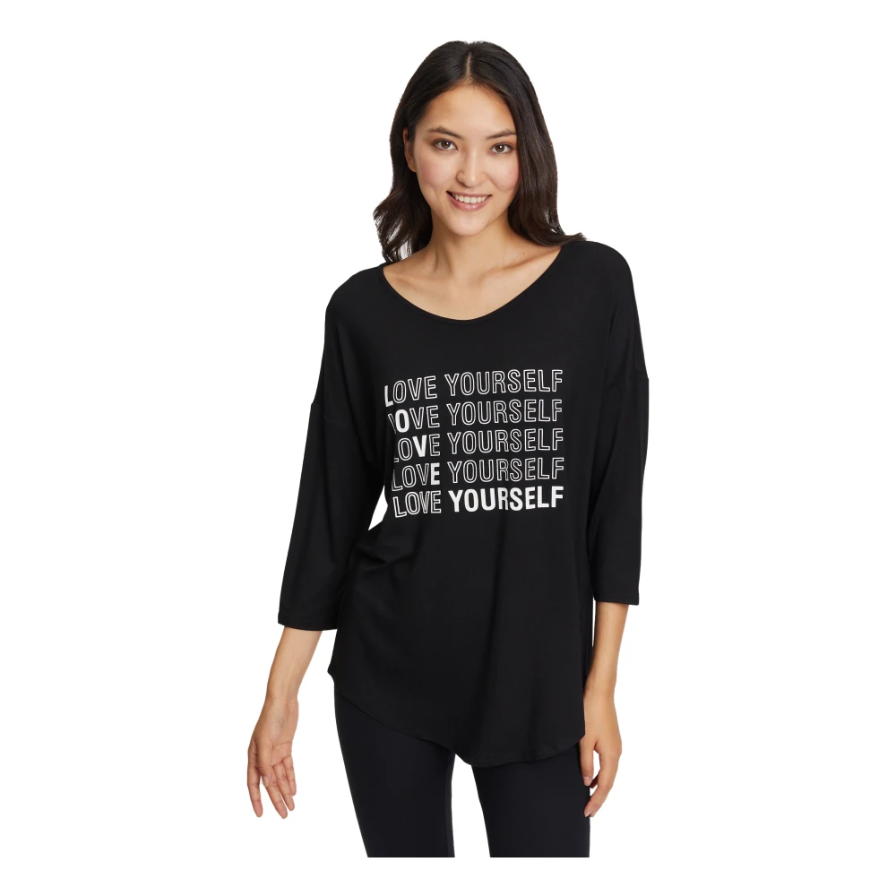 Betty Barclay Bamboe Oversized V-hals Shirt Black Dames