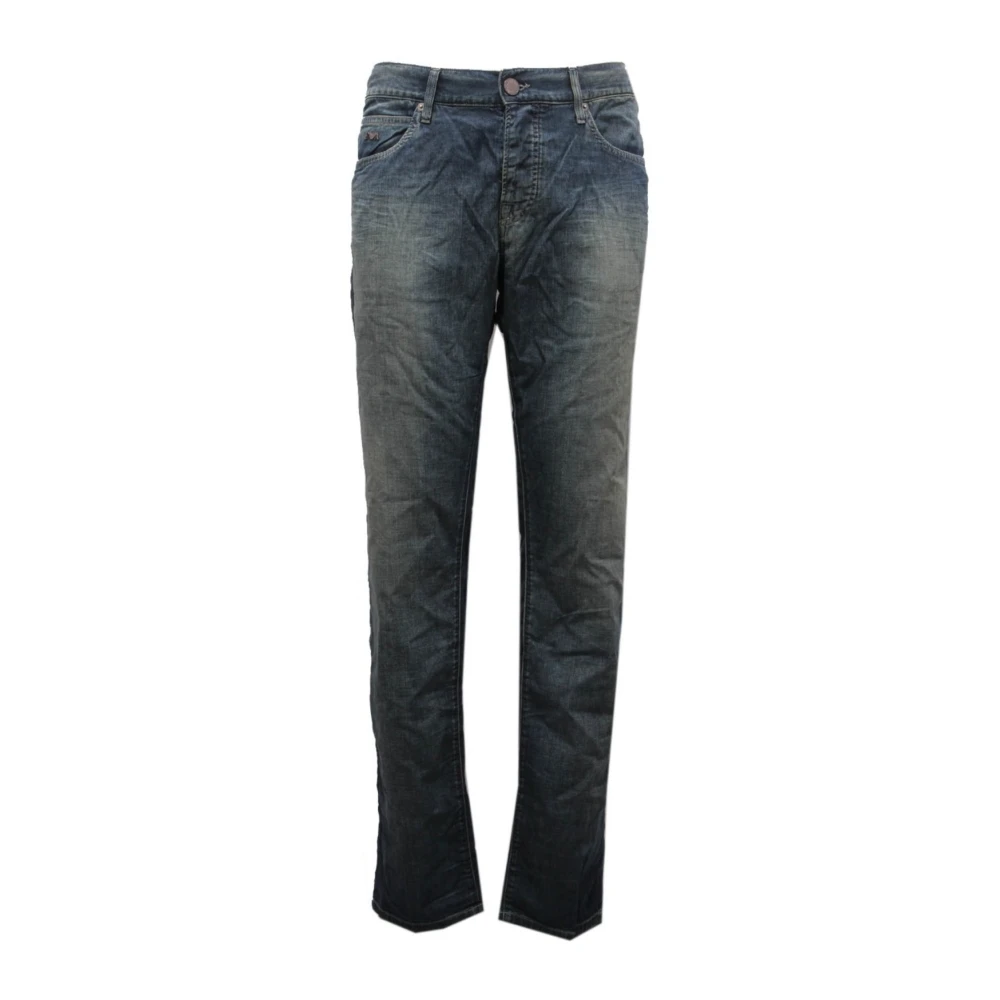 Armani Men's Blue Cotton Delavé Pant Jude Fit