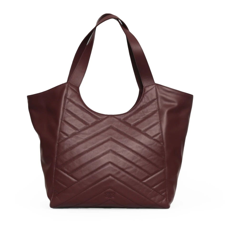 pinko Gewatteerde leren tote tas Puzzelstijl Brown Dames