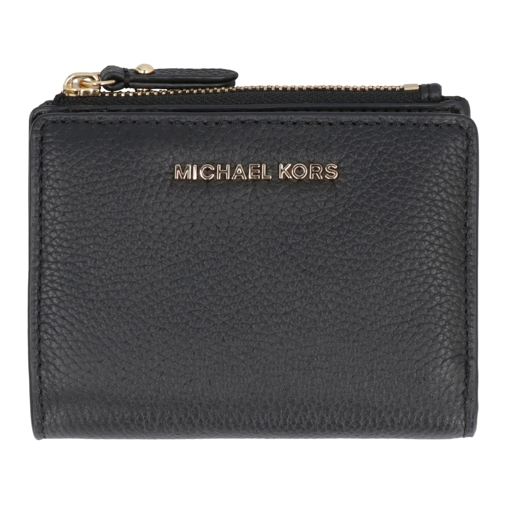 Michael Kors Korrelige leren portemonnee met drukknoopsluiting Black Dames