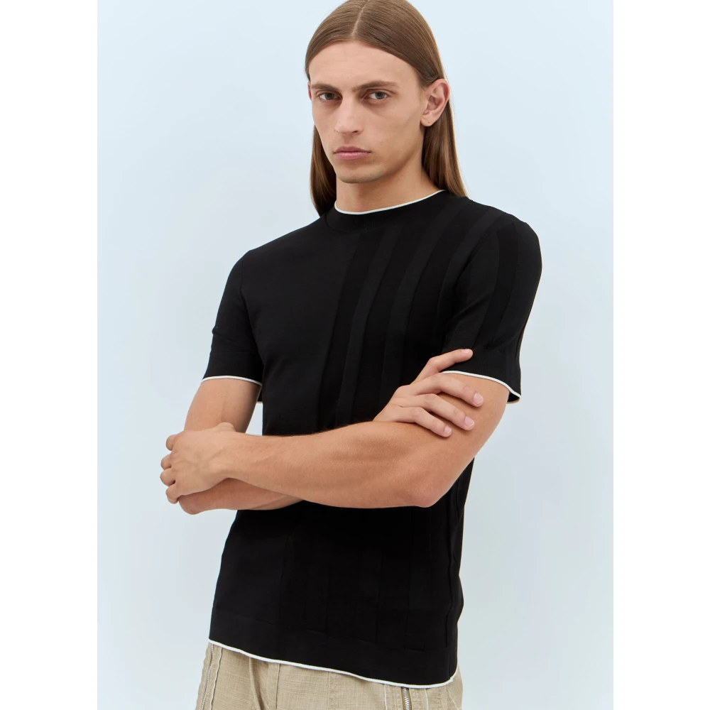 Jacquemus Gebreid Crewneck T-shirt met Strepen Black Heren