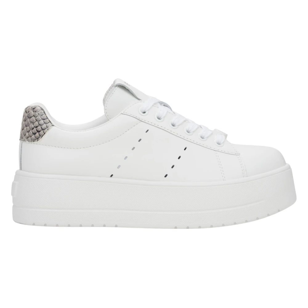 Estro Witte leren lage sneakers voor dames met chunky zool Dames Schoenen
