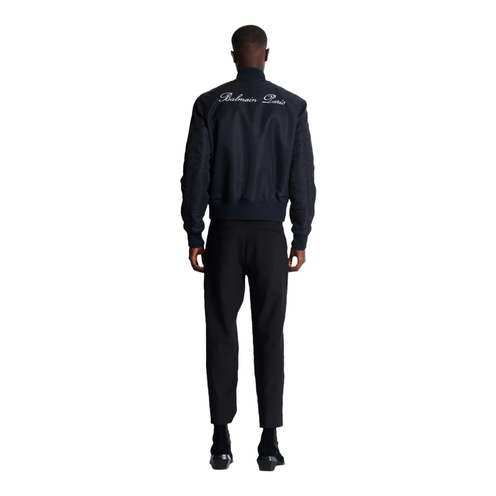 Balmain Bomberjack met borduursel op de rug Blue Heren