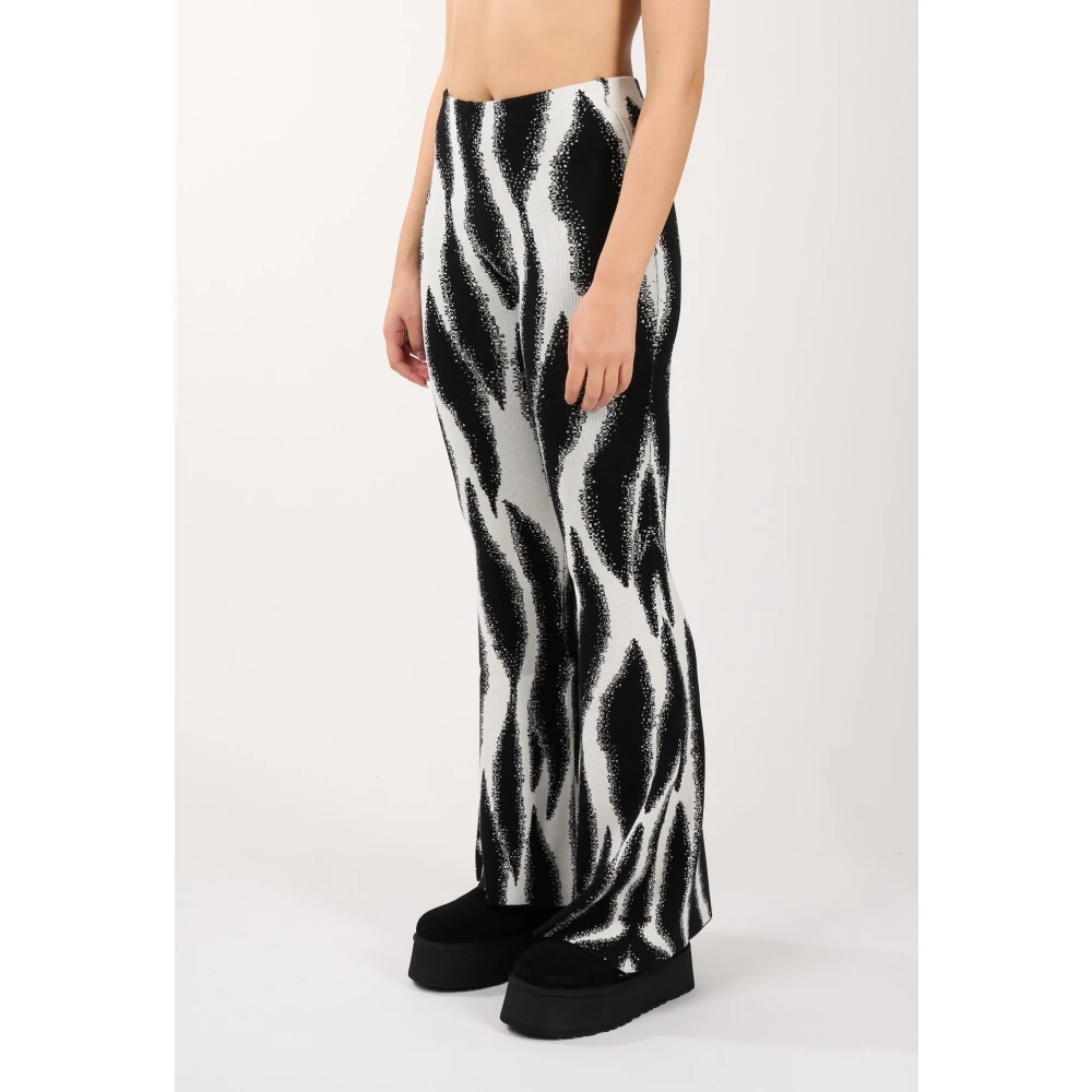 Akep Dierenprint Gebreide Flare Broek White Dames