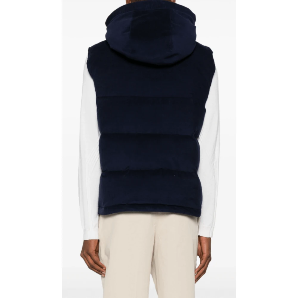 Brioni Navy Blue Hooded Gilet Met Ritssluiting Blue Heren