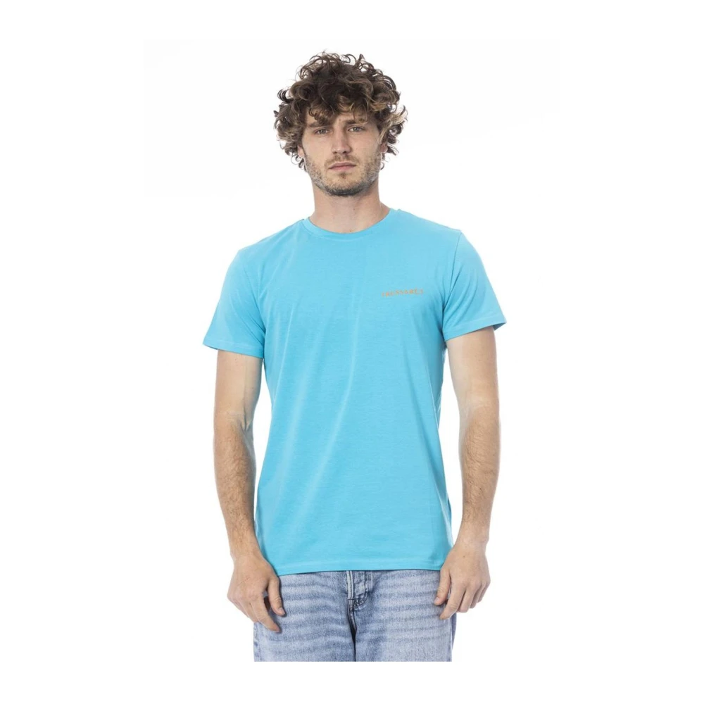 Trussardi Logo Print Crewneck T-Shirt Mannen Blue Heren