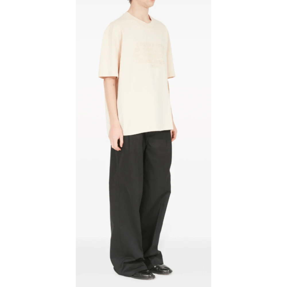 Maison Margiela Geborduurde Nummers Katoenen T-shirt Beige Heren